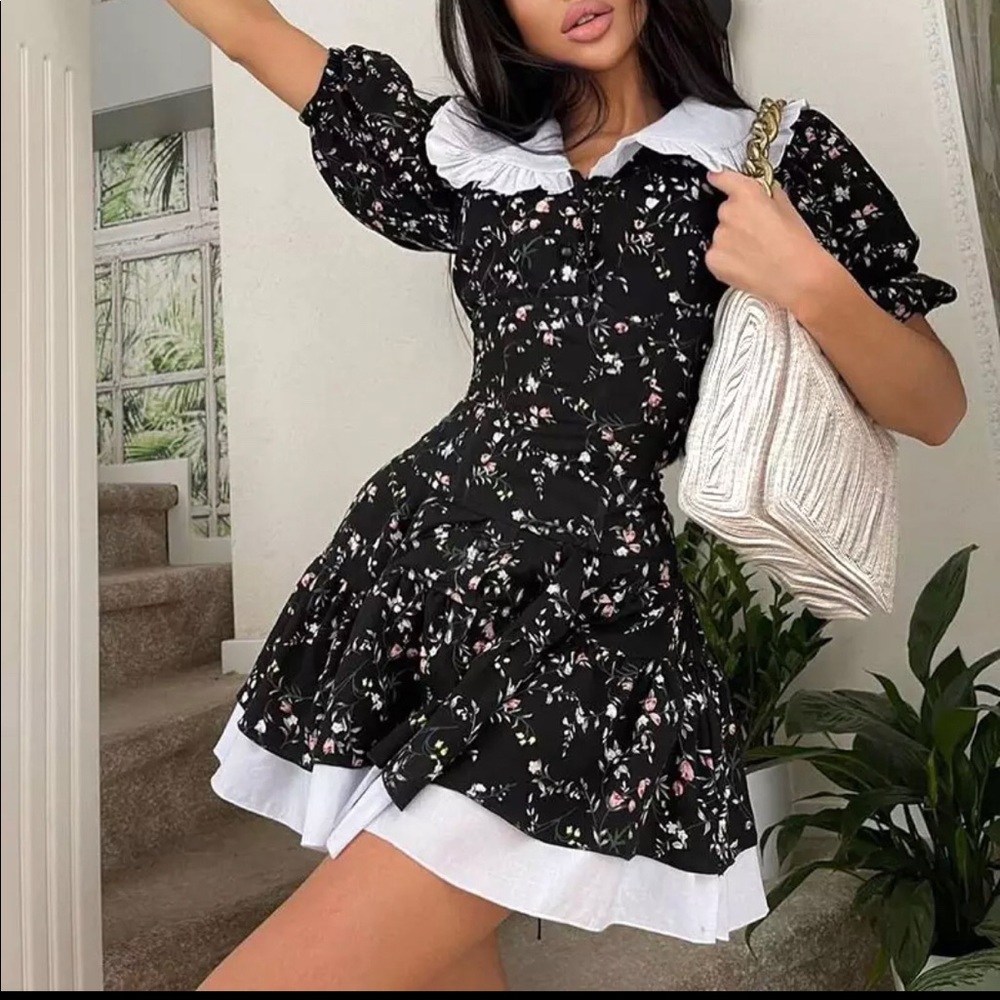 Floral Corset Back Mini Dress Small